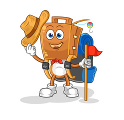 suitcase head scout vector. cartoon character