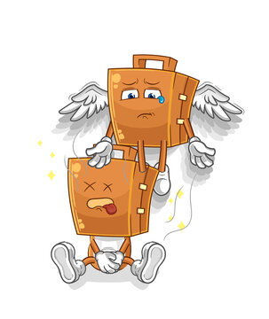 suitcase head spirit leaves the body mascot. cartoon vector