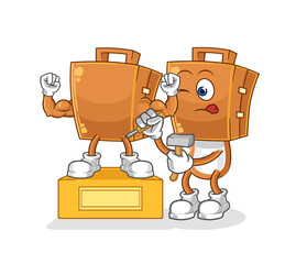 Fototapeta premium suitcase head sculptor character. cartoon mascot vector