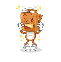 suitcase head dizzy head mascot. cartoon vector