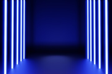 3d render abstract background image neon lights are glowing blue and pink.