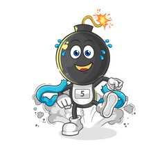 Fototapeta premium bomb head runner character. cartoon mascot vector