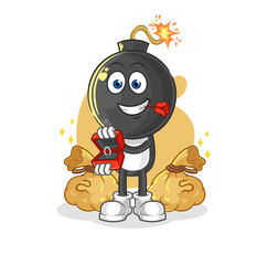 bomb head propose with ring. cartoon mascot vector