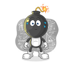 bomb head thinking hard vector. cartoon character