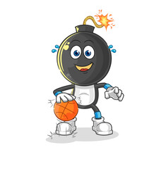 bomb head dribble basketball character. cartoon mascot vector