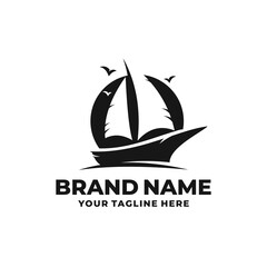 Sail boat logo design vector. Boat logo