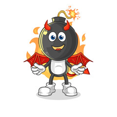 bomb head demon with wings character. cartoon mascot vector