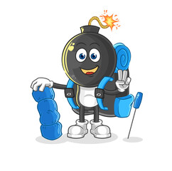 bomb head go camping mascot. cartoon vector
