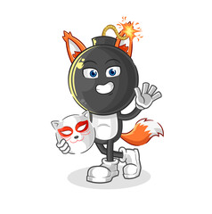 Naklejka premium bomb head japanese fox character. cartoon mascot