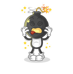 bomb head dizzy head mascot. cartoon vector