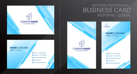 Set of blue and white Modern Corporate Business Card Design Templates, vector eps 10