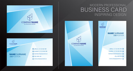 Set of blue and white Modern Corporate Business Card Design Templates, vector eps 10