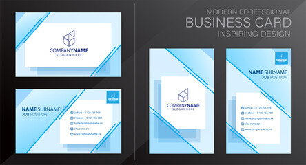 Set of blue and white Modern Corporate Business Card Design Templates, vector eps 10