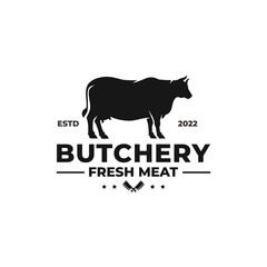 Butchery logo design vector. Meat shop logo