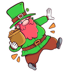 Illustration of gnome carrying pot of gold