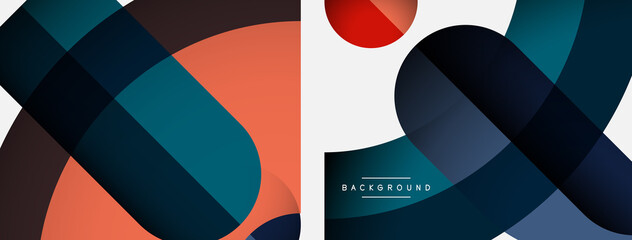 Geometric abstract background. Round shapes, circles, lines composition for wallpaper banner background or landing page