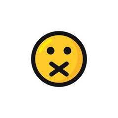 Keep silence face emoticon icon vector