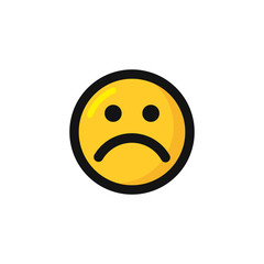 Sad face emoticon icon vector