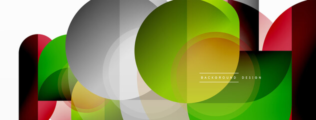 Obraz premium Creative geometric wallpaper. Minimal circle triangle and square line abstract background. Vector illustration for wallpaper banner background or landing page