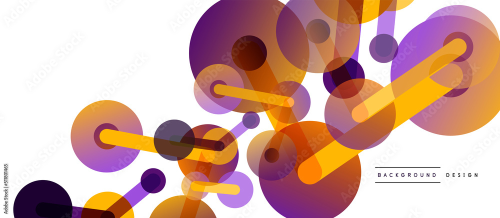 Poster line points connections geometric abstract background. circles connected by lines. trendy techno bus