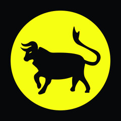 Black bull animal vector logo 