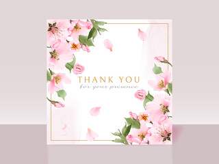 Beautiful cherry blossom wedding invitation card template