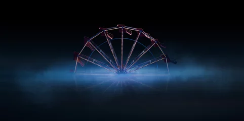 Deurstickers Old Ferris wheel on a foggy background. 3D rendering, illustration © fergregory