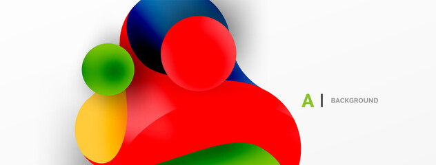 Flowing geometric shapes minimalist abstract background. Round shapes and circles. Wallpaper for concept of AI technology, blockchain, communication, 5G, science, business