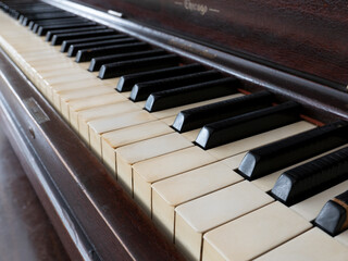 vintage piano keys close up