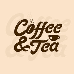 Coffee and Tea wordmark logo concept. Custom typography logo