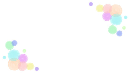 透け感のあるパステルの丸　カラフルフレーム　斜め