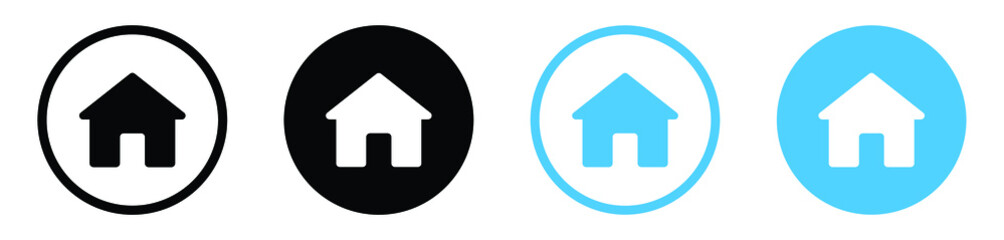 Web home icon button, House icon, Home sign in circle or Main page icon for apps and website	