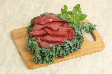 Sliced dried duck breast magret