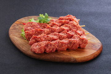 Raw beef kebab minced meat
