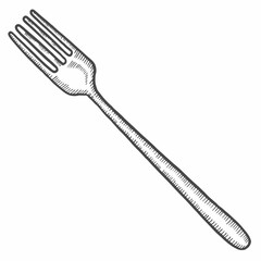 fork kitchen utensils solated doodle hand drawn sketch with outline style