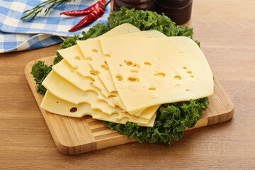 Sliced maasdam cheese for breakfast