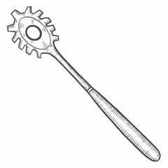 pasta server kitchen utensils solated doodle hand drawn sketch with outline style