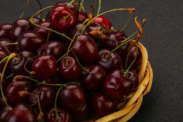 Sweet cherry in the basket