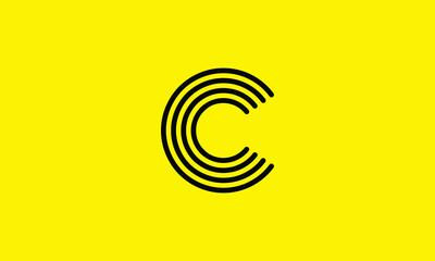 C logo icon design template element. black and yellow concept.