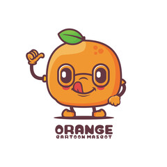 Orange fruit cartoon mascot with thumbs up. vector illustration