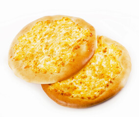 Homemade cheese bread. bun with cheese isolated on white background