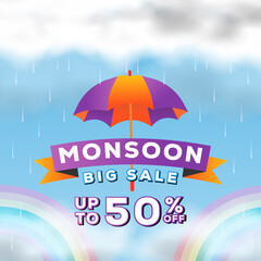 monsoon season gradient sale banner poster illustration