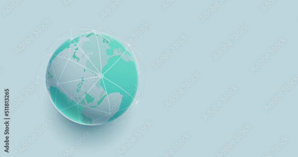 Poster 3d earth globe. global network connection. vector illustration