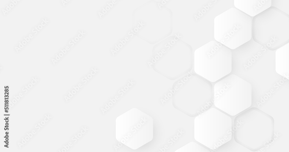 Poster abstract white and grey geometric hexagon with futuristic technology digital hi tech concept backgro