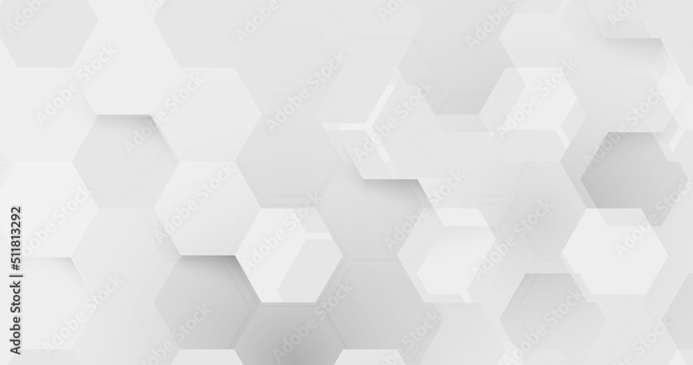 Poster abstract white and grey geometric hexagon with futuristic technology digital hi tech concept backgro
