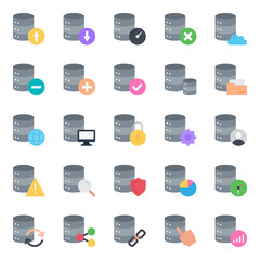 Fototapeta premium Flat color icons for database server.