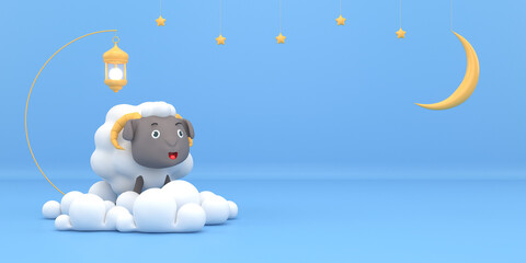 Eid al-Adha official holidays which are celebrated within Islam. 3d illustrator of Eid al-Adha