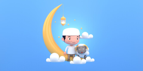 Fototapeta premium Eid al-Adha official holidays which are celebrated within Islam. 3d illustrator of Eid al-Adha