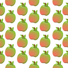 pattern apples of various shapes, summer fruit with a ruddy side, a fruit of green, yellow and red color