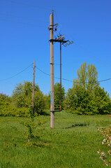 electric pole.electric pole with electric wires.